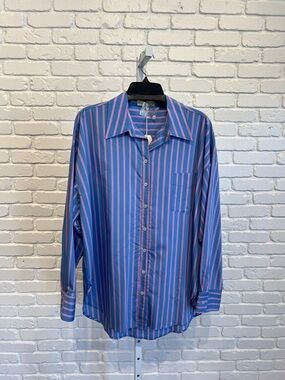 By Together Blue and Pink Vertical Stripe Dress Shirt